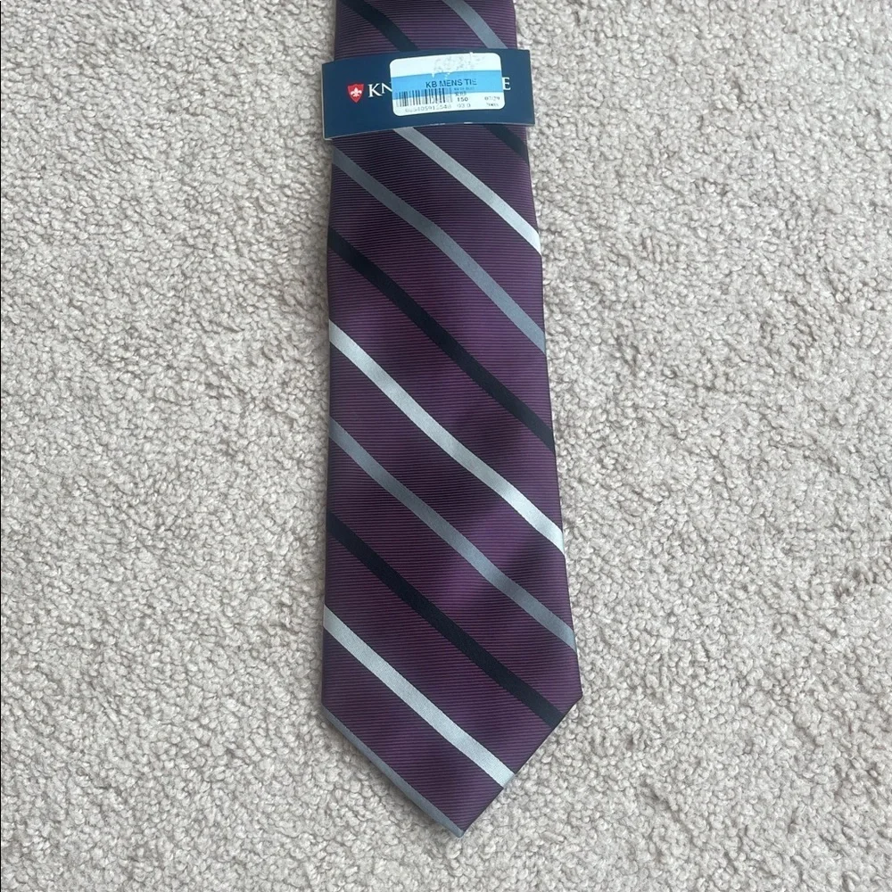 NWT Knightsbridge Striped Tie in Purple and Silver